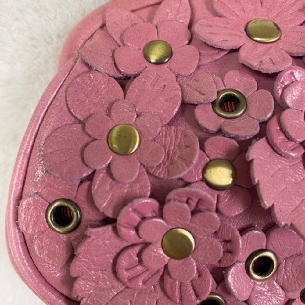 Isabella Fiore Pink Leather Chain Mini Bag w/Floral Appliques MSRP $158. - Picture 3 of 10